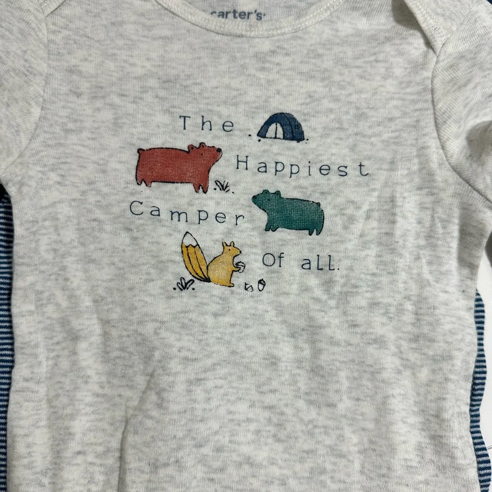 0422 NWT Carters Gray and Blue Baby Boy Onesies Set - Picture 3 of 7